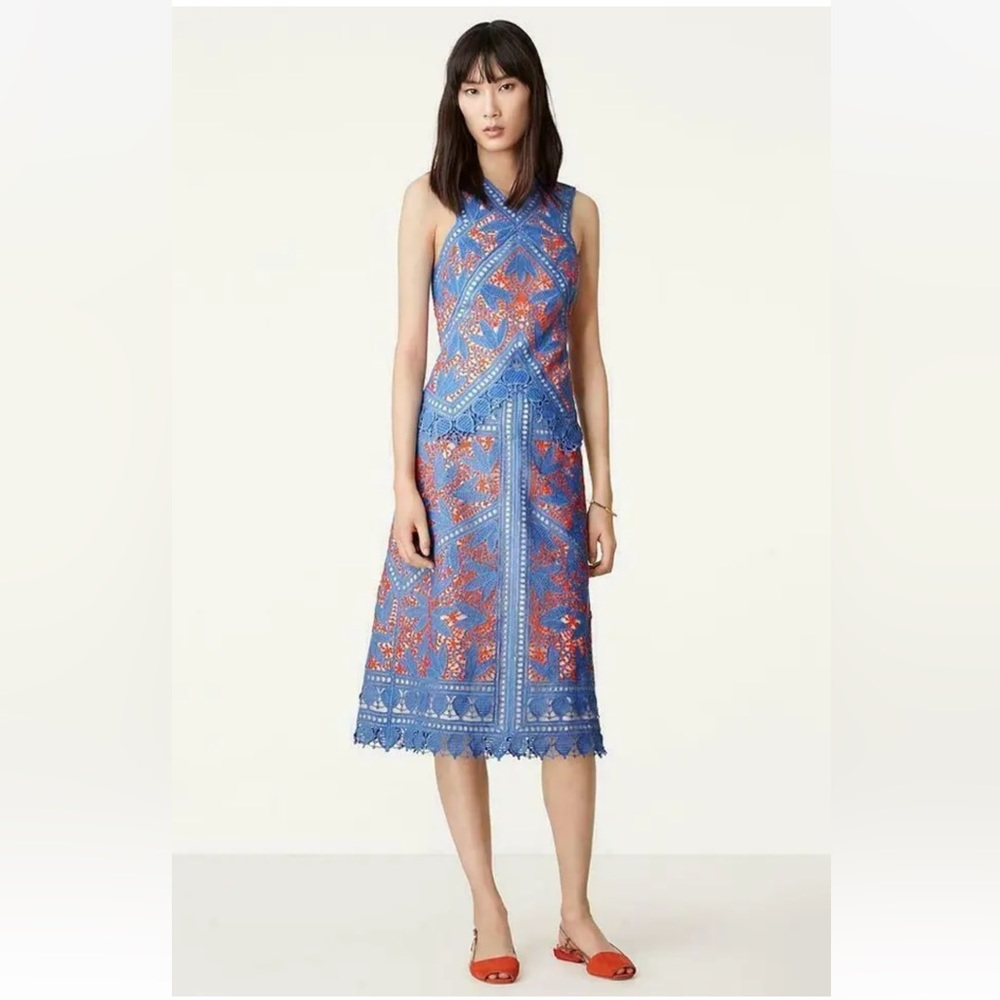 Tory Burch Whitney Lace Crochet Midi Skirt